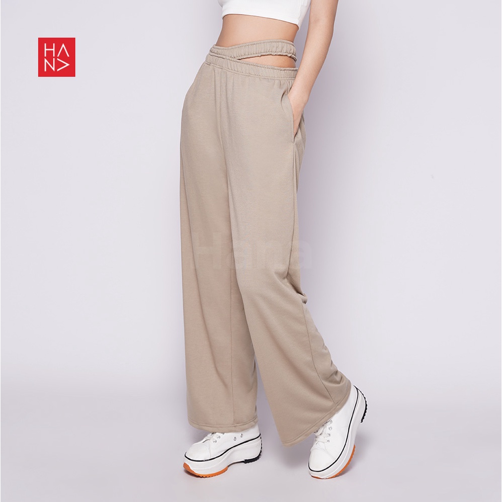 Hana Fashion - Sandra Slit Loose Pants Celana Panjang - LP035