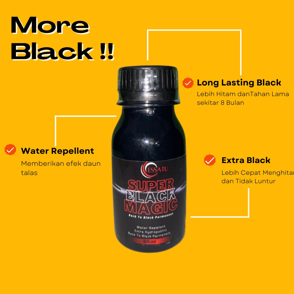 Essatu Super Black Magic Premium - Penghitam Plastik Body Motor, Trim Restorer &amp; Dasboard Mobil 60 ML