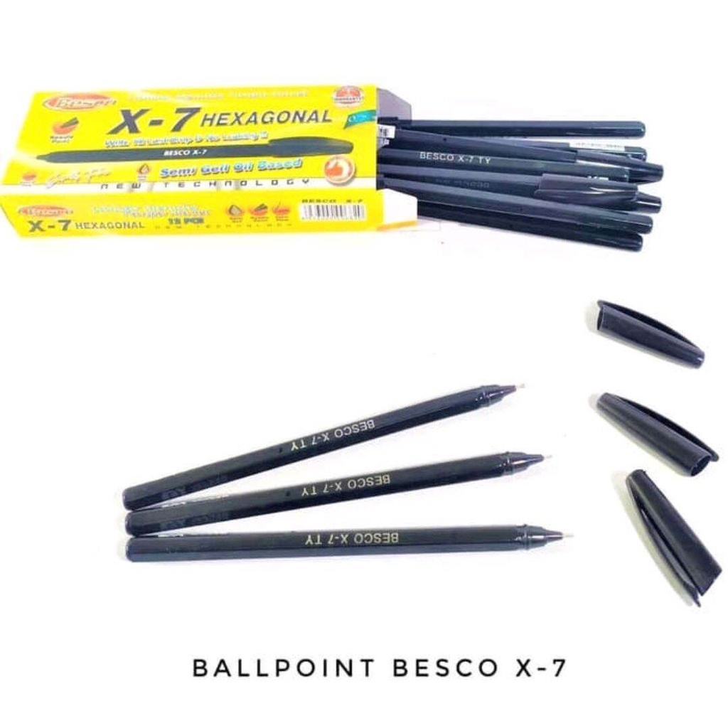 

1PAK Pulpen BESCO X-7 HEXAGONAL 0,7 Hitam 12pcs