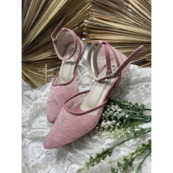 sepatu wanita nataly dustypink tali 3cm kaca