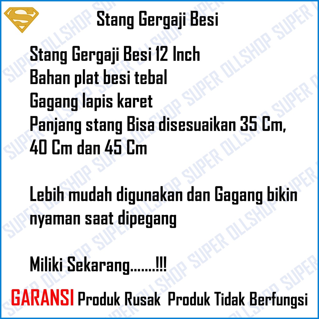 Stang Gagang Gergaji Besi Lapis Karet 12 Inch / Pegangan Gergaji Besi Tebal Hacksaw Frame