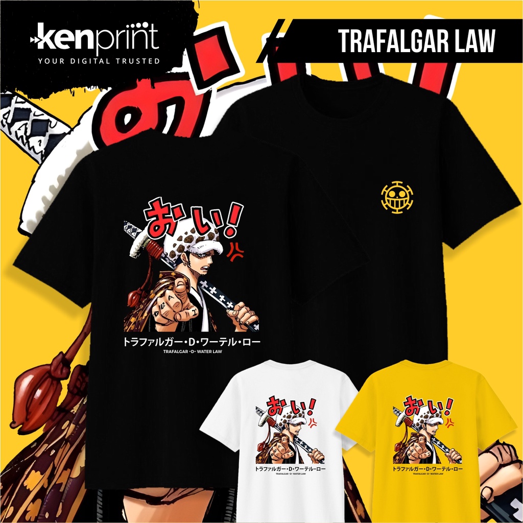 Kaos TRAFALGAR D WATER LAW | HEART PIRATE | ANIME ONE PIECE Non Official | Cotton 30's Premium - Bay