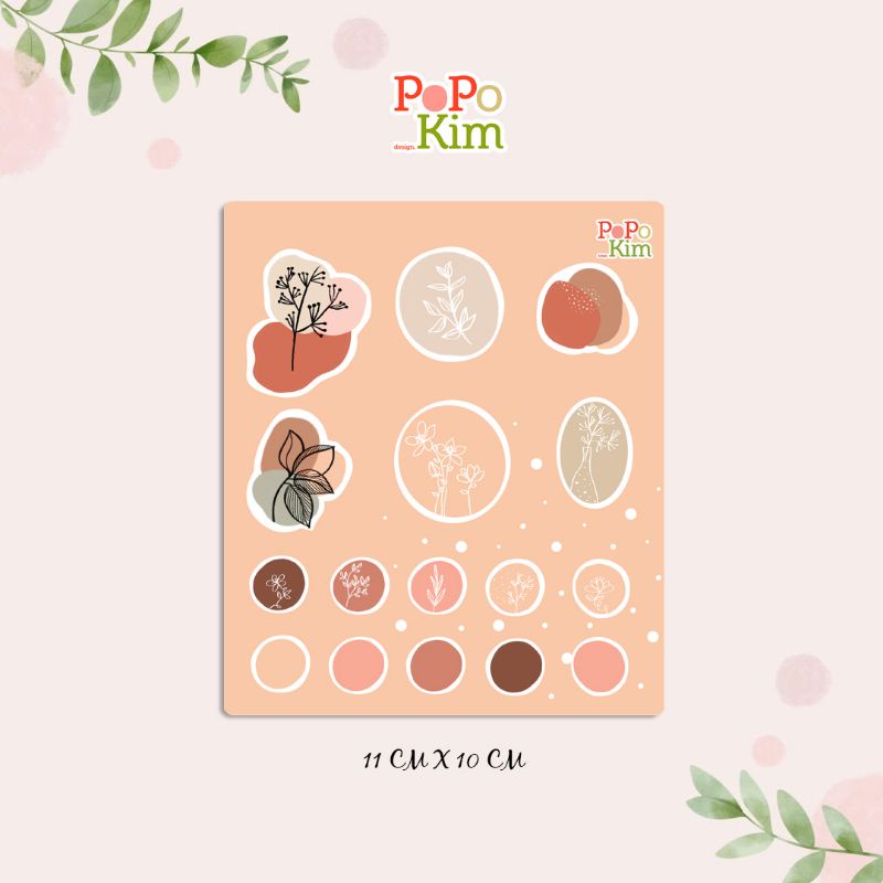 

Flower 1Modern Sticker Vinyl Doff/label sticker buku/journal/scrapbook 11cm x10cm