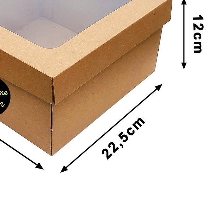 

❂ KOTAK KUE - CAKE BOX 22 x 22 x 12 CM - COKLAT + JENDELA (ISI 10 PCS) ✺