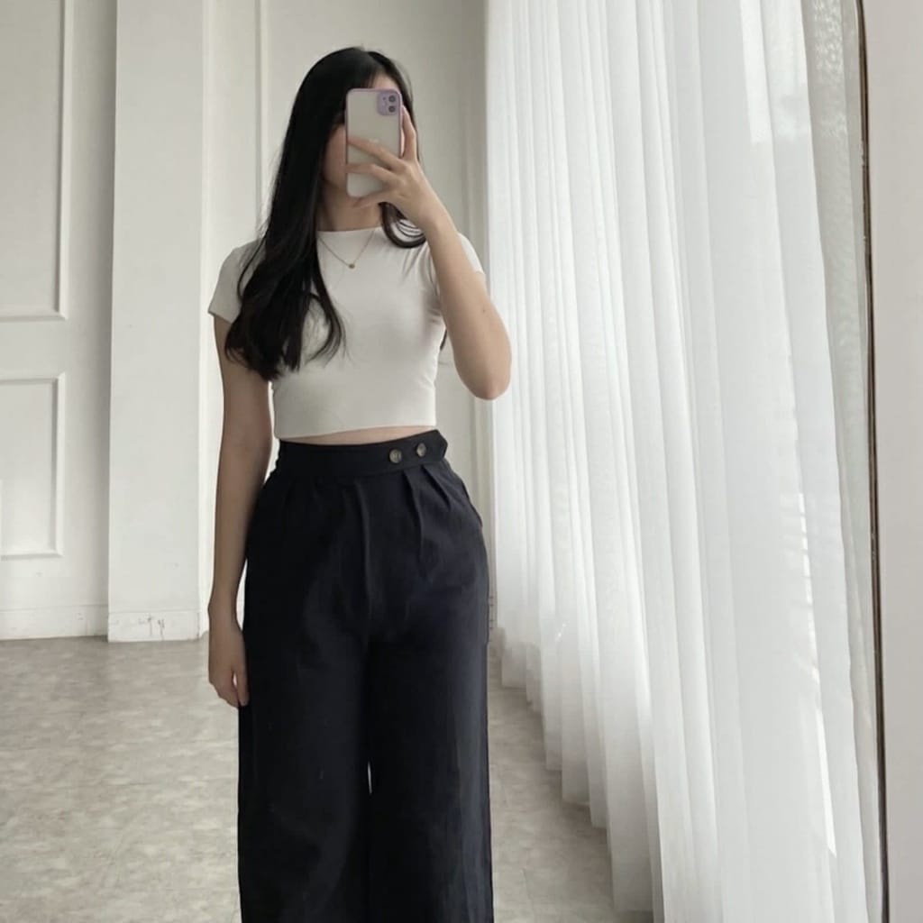 BEFAST - ZSO OOTD Celana Panjang Kulot HIGWI / Linen Cullote Double Button / Kulot Highwaist  / Celana Panjang Kulot Kekiniaan Remaja Wanita / Kulot Trend / Fashion Wanita Modis / Celana Panjang Casual / Terlaris