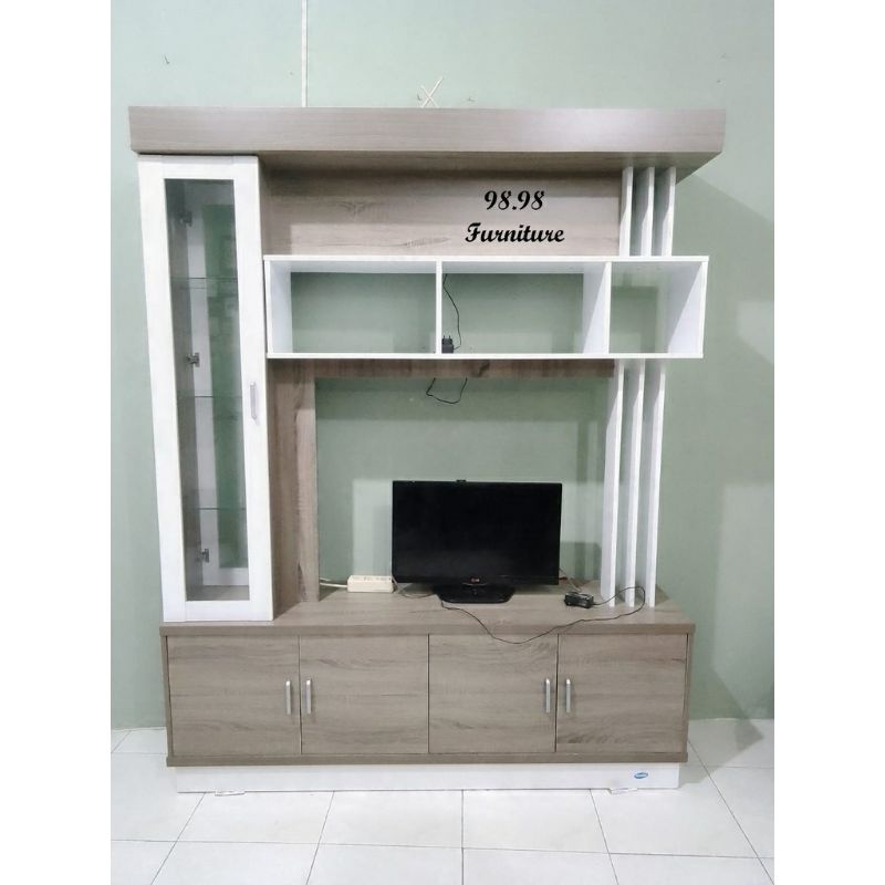 TOPPAN Lemari Hias TV Serbaguna Dengan Lampu -  Meja TV Rak TV - Lemari Sekat ruangan DEU