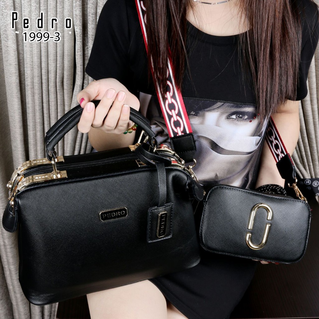 1999-3 Tas PEDRO Doctor With Snapshot 2in1 Double Strip Taiga Leather Hardware Gold -V1C