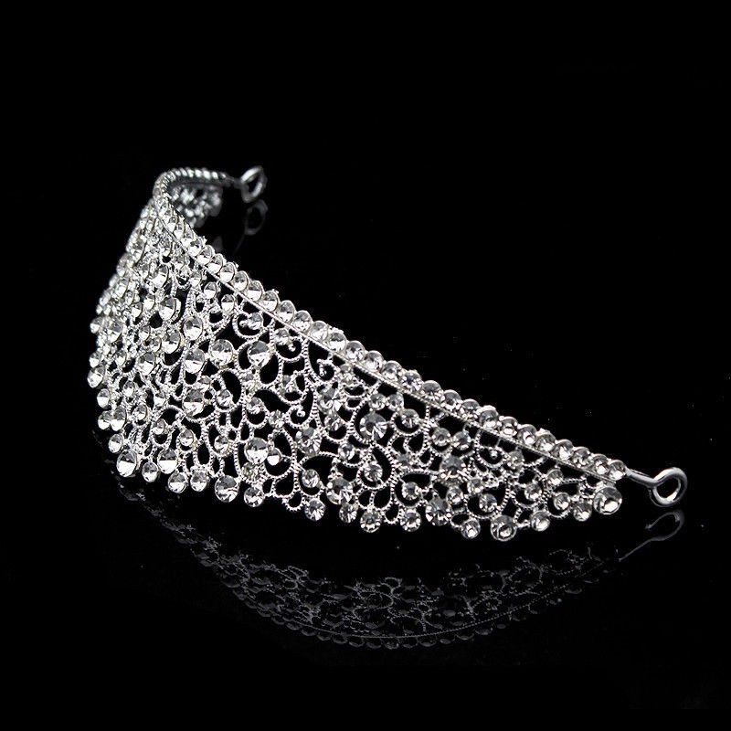 Sparkling Big Wedding Diamante Pageant Tiaras Hairband Crystal Crowns For Brides