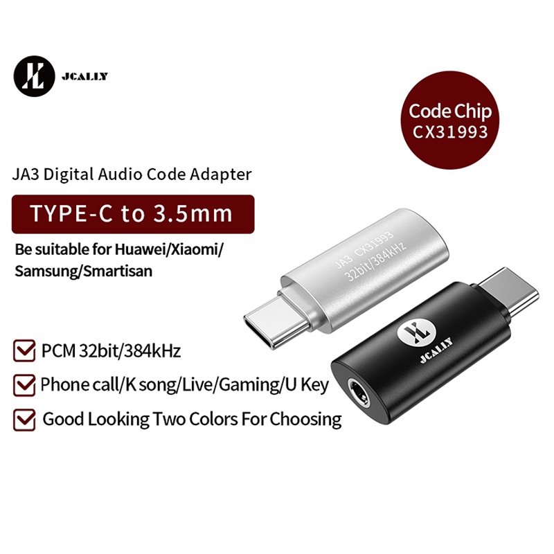 Jcally Ja3 Adapter Audio Digital Tipe C Ke 3.5 Decoder Cable Cx31993 Hifi Untuk Earphone 3.5mm Universal