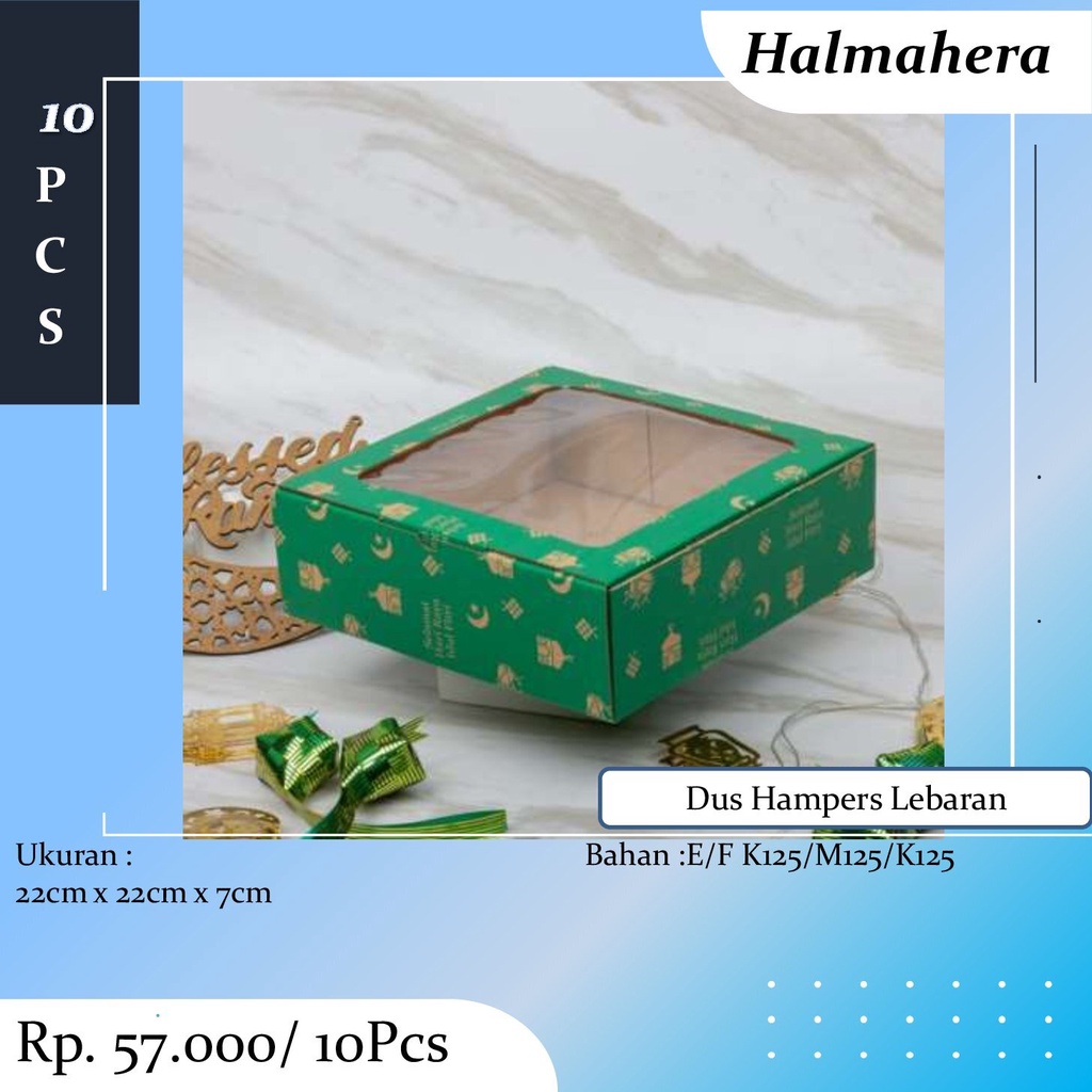 

Hampers Lebaran Dus 22 x 22 x 7cm Kardus Die Cut Mika Gift Box Kotak Packaging Kue Kering Box Idul Fitri ID2