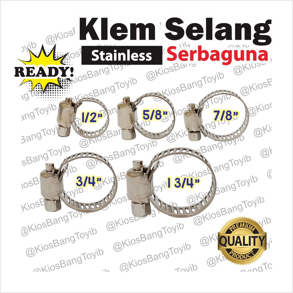 Klem Selang/Hose Clamp Stainless 1/2&quot; 5/8&quot; 3/4&quot; 7/8&quot; 1 3/4&quot; (𝐓𝐚𝐧𝐩𝐚 𝐊𝐮𝐩𝐢𝐧𝐠𝐚𝐧)