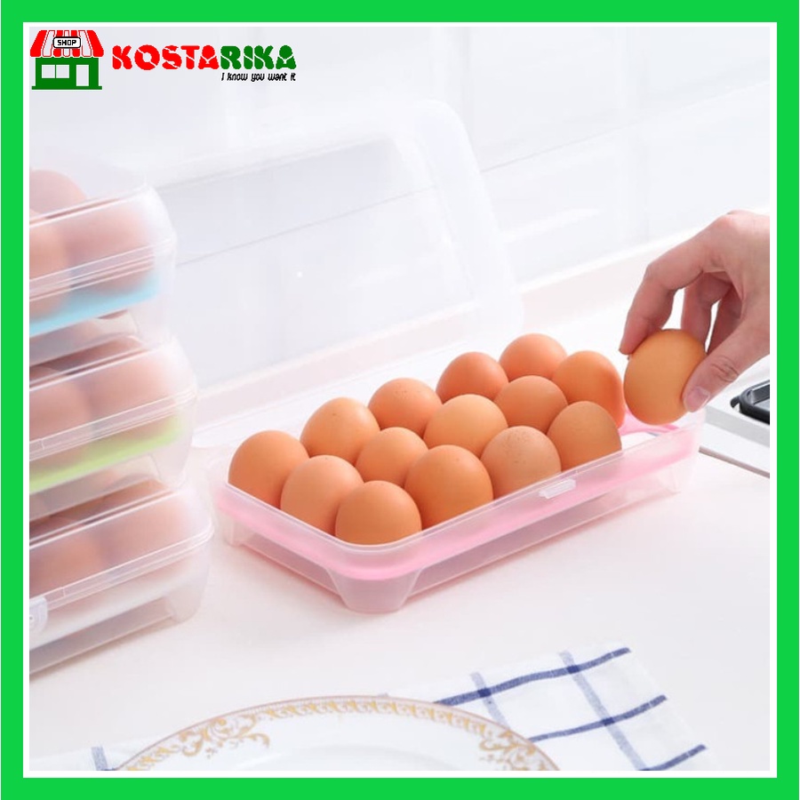 Kotak Telur Portable Atau Box telur Atau Egg Box Atau egg organizer 15 Sekat Tempat Telur Plastik