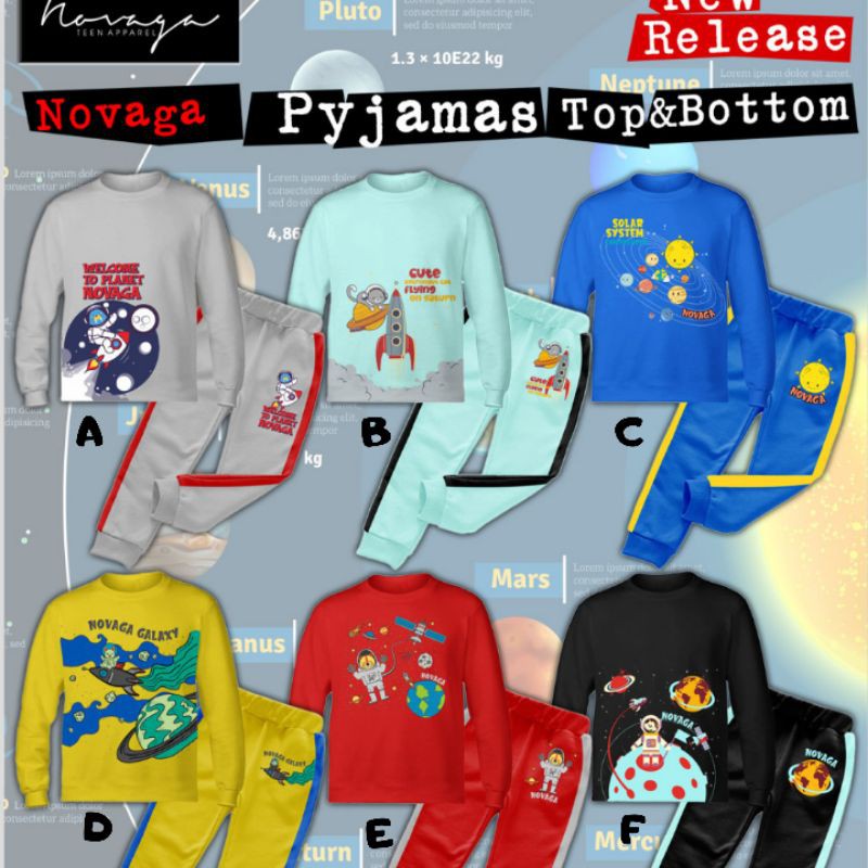 piyama anak novaga/pajamas anak remaja/piyama novaga teen/baju tidur anak/setelan anak remaja