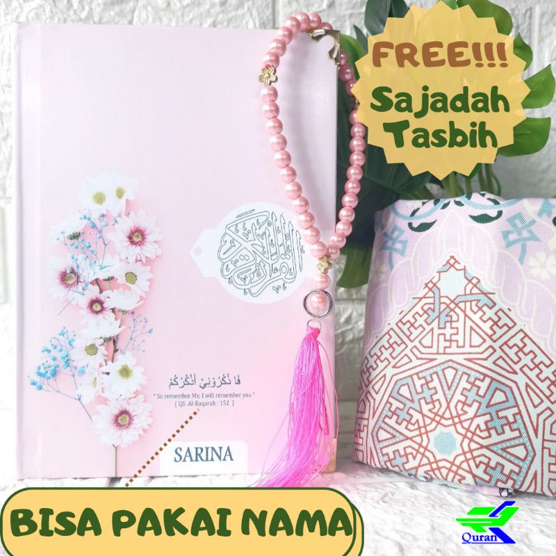 hampers sajadah tasbih dan alquran custom nama tulis nama hard cover untuk kado dan seserahan pernik