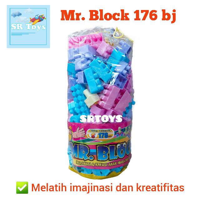 (ONGKIR 1KG) Mr. Block ORI 236 Blocks Bongkar Pasang Edukasi Mainan Anak