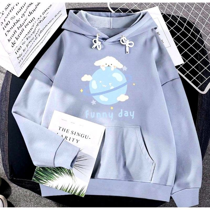 Hoodie Sweater Oversize Pakaian Pria dan Wanita Korea style  HAPPY PLANET SHYNISTARS fjcs3747