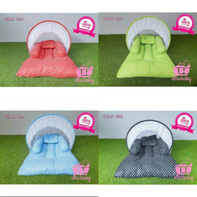 Tempat Tidur Bayi Baru Lahir Motif Lucu | Kasur Bayi Set Kelambu Bisa Lepas/ Menyatu