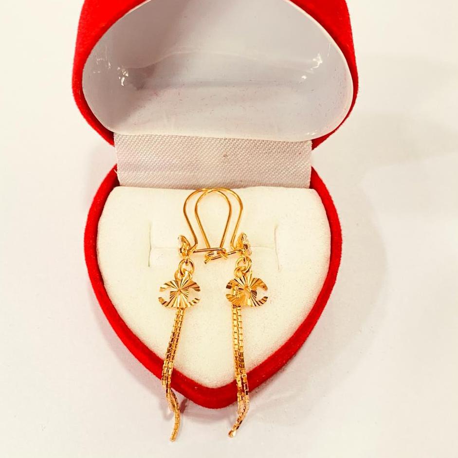 Anting panjang perak 925, sepuh emas kuning