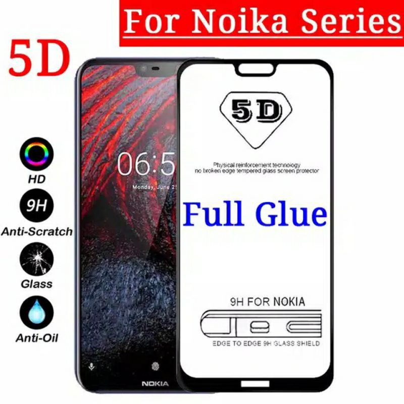 Tempered Glass Warna NOKIA 5.1 NOKIA 5.1 PLUS Anti Gores Kaca Full Layar Premium Quality