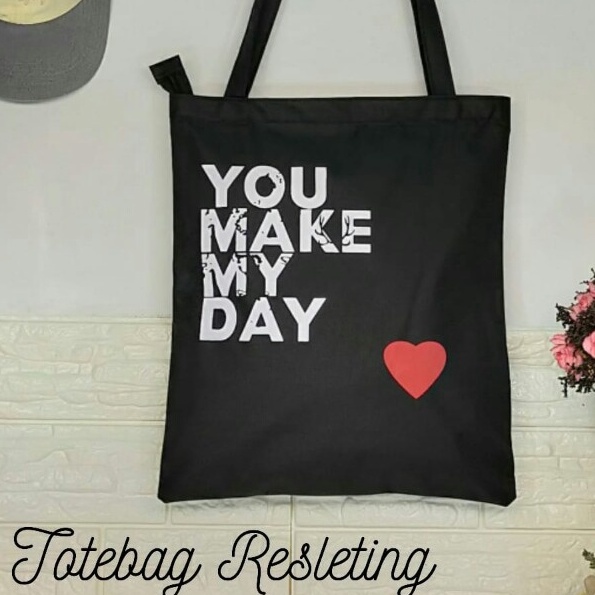 CUSTOM SABLON TOTE BAG UNTUK CANVAS WANITA RESLETING BISA KUSTOM UNTUK TAS SEMINAR, GOODIE BAG ULANG TAHUN, SOUVENIR PERNIKAHAN, KULIAH