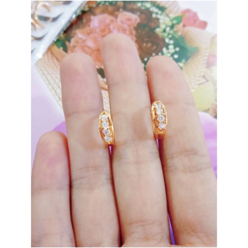 anting ring permata perhiasan wanita titanium gold