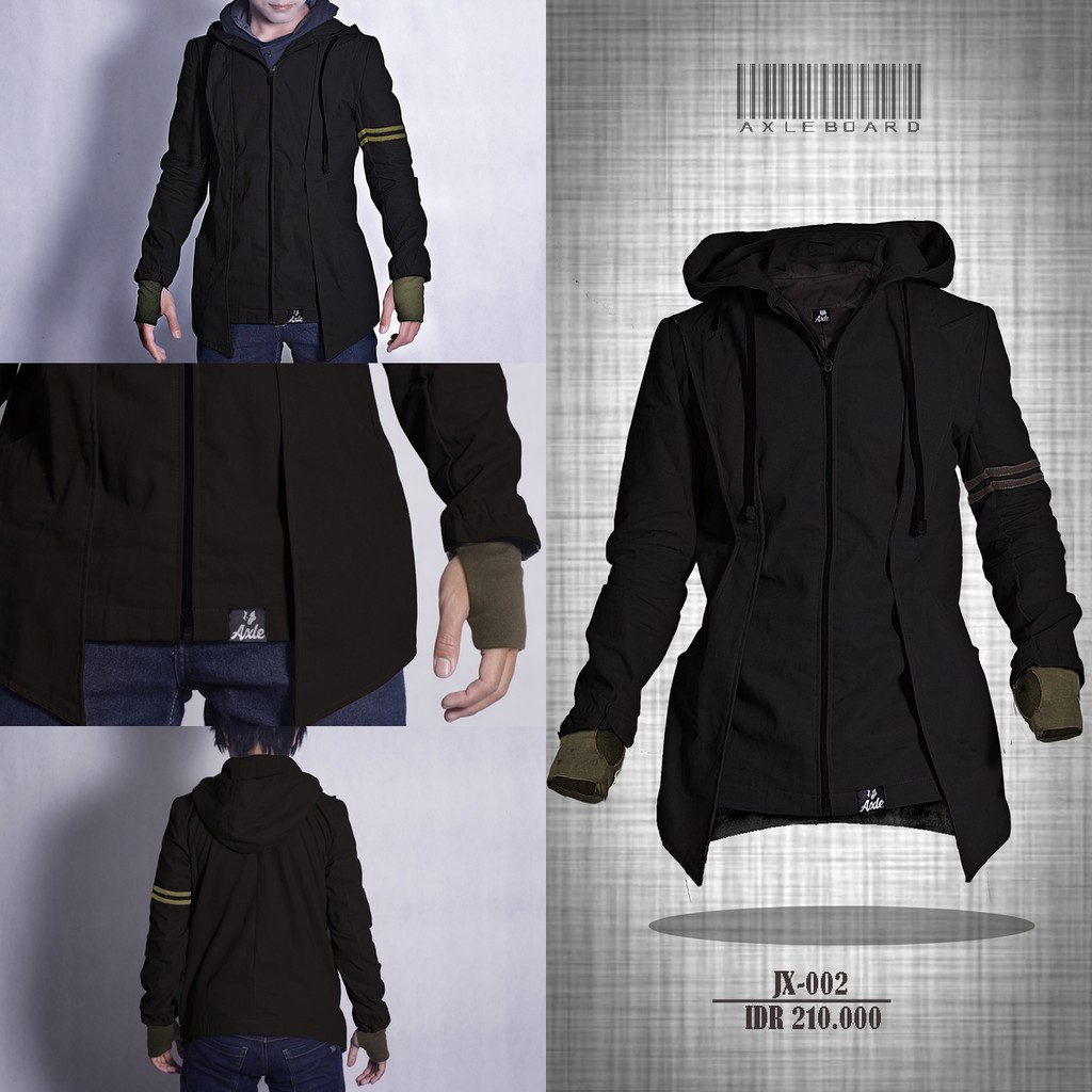 Semi jaket blazer hoodie finger korean style warna hitam streetwear vanzy shop