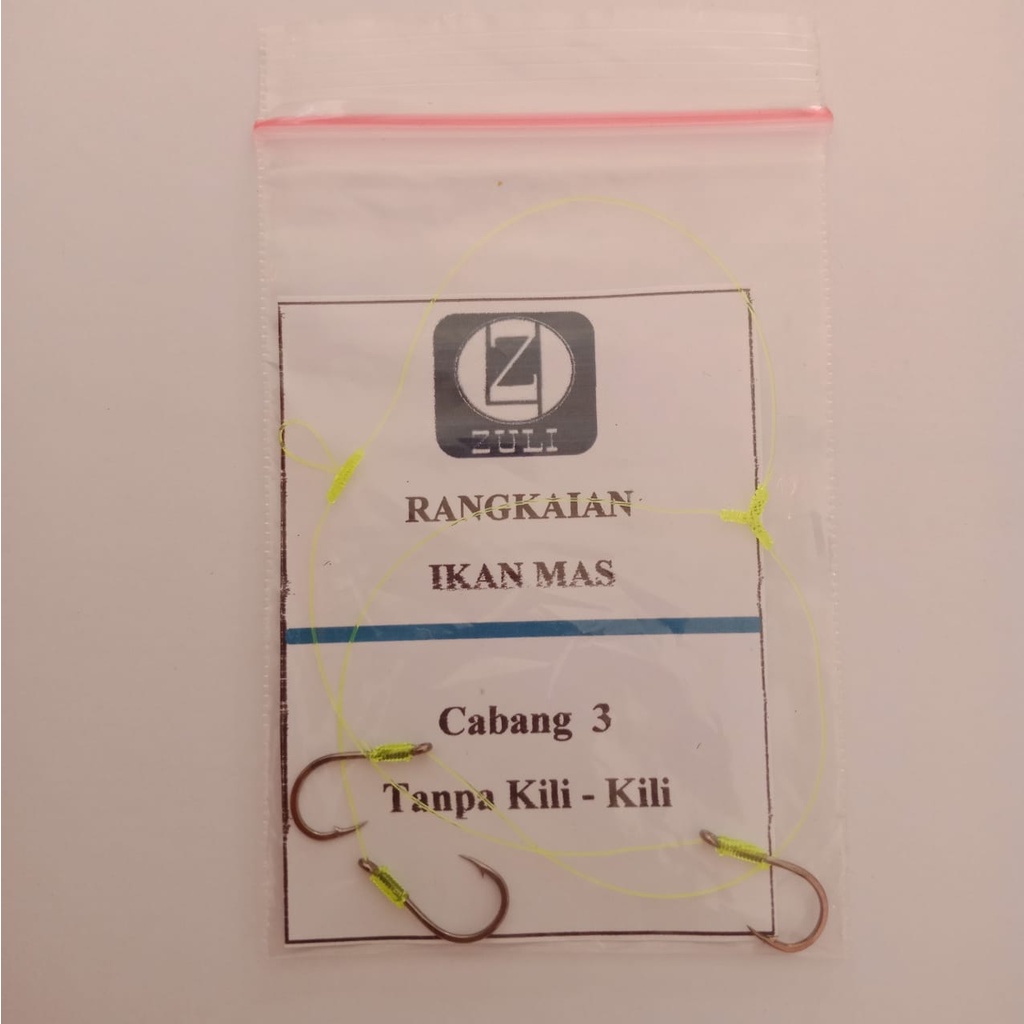 Rakitan Kail Pancing Ikan Mas Cabang 3 Tanpa Kili-Kili