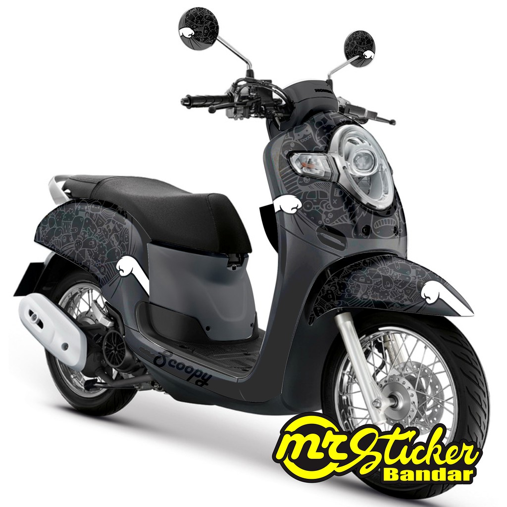 Decal scoopy full body Full Blok Decal Scopy Dekal New Fi 2017 2018 2019 2020 doodle art 3D abu-abu