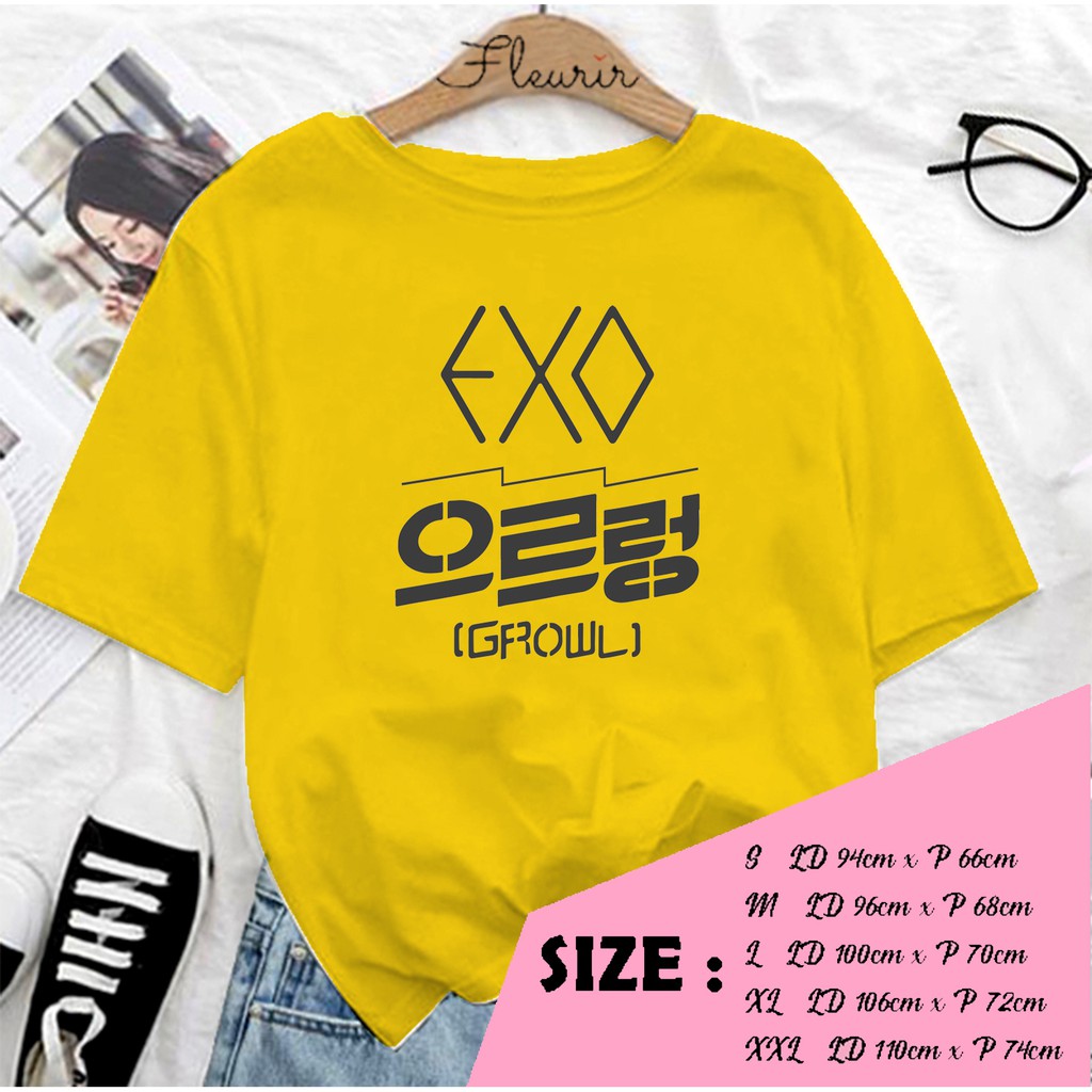 FLEURIR -  EXO GROWL KPOP KAOS WANITA DEWASA LENGAN PENDEK TEE UNISEX