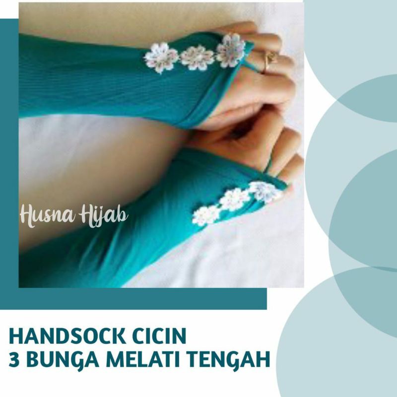 [HUSNA COLLECTION] Handsock Cincin 3 Bunga Melati Tengah / HANDSOCK MELATI