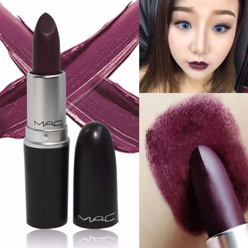 Black Cherry Lipstik Goth Keracunan Warna Hitam Gelap Ungu Merah Keunguan Retro Hitam Tahan Lama Pel