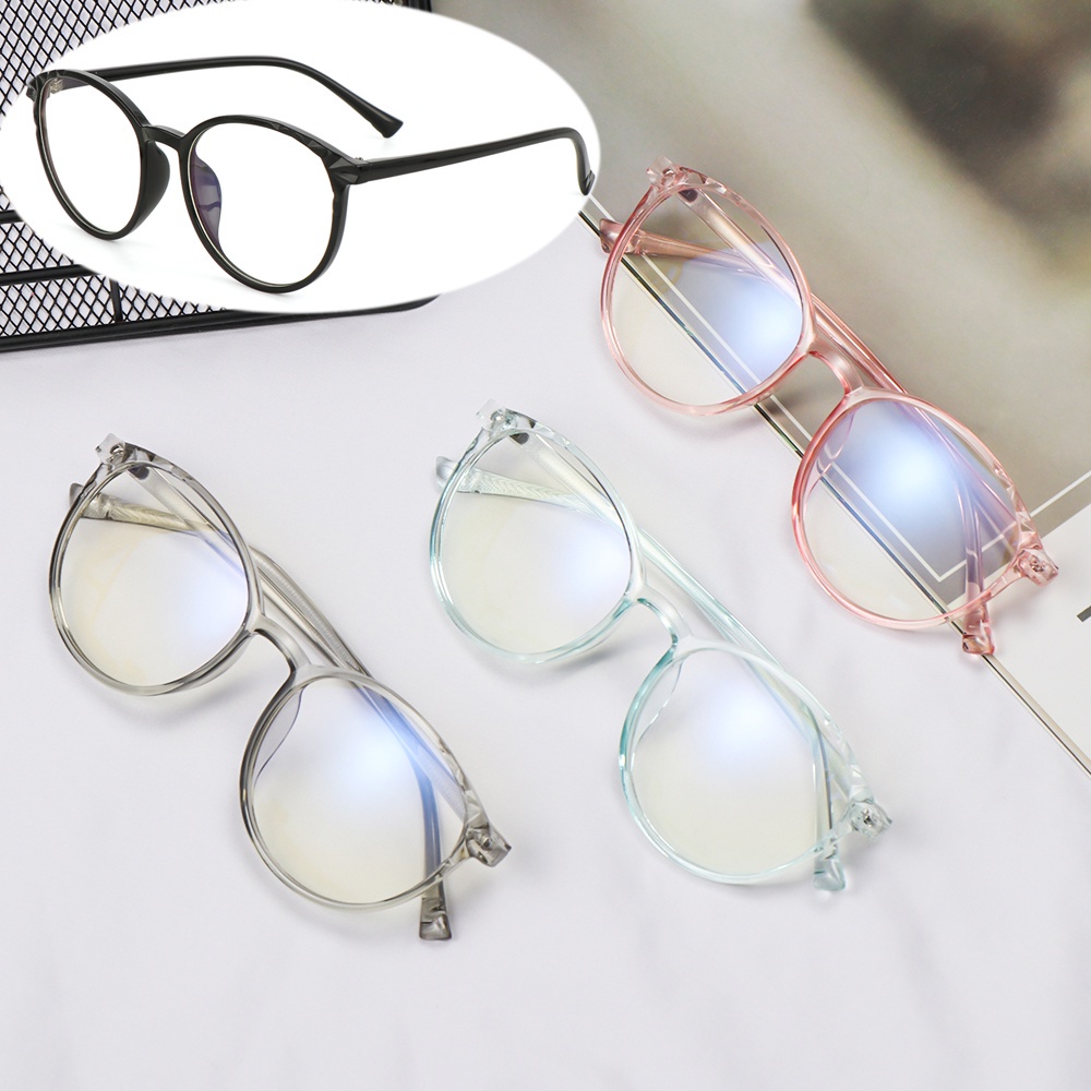 ROW Unisex Vintage Eyeglasses Clear Lens Flat Mirror Eyewear Optical Eye Glasses Reduces Eye Strain Transparent Round Frame High-definition Ultralight Cool Anti-Blue Rays/Multicolor