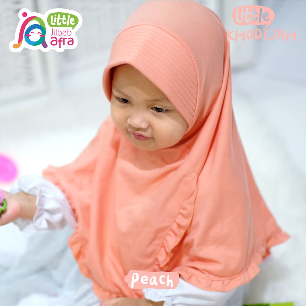 Jilbab Instan Anak Little Khodijah Peach - Little Jilbab Afra - Bahan Kaos, Adem &amp; Lembut