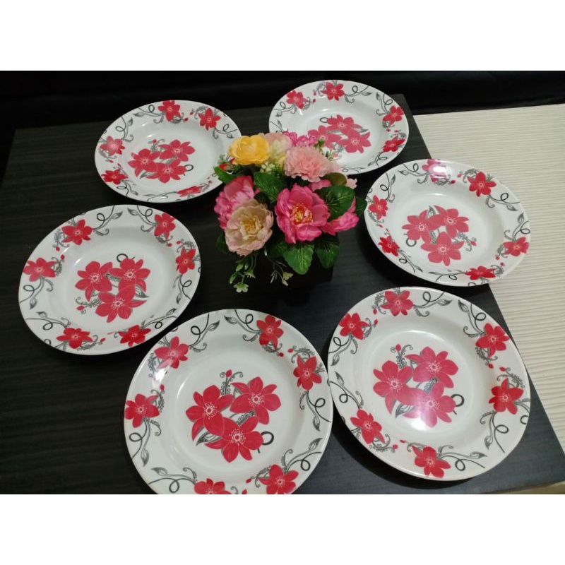 PIRING MELAMIN TEBAL 9" 1 SET ISI 6