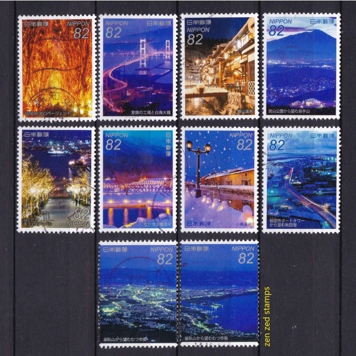 

0281 Prangko Jepang 2015 Japanese Night View Series No.1 10v Used