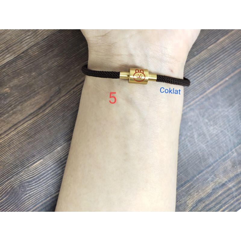 Fifi Fashion Gelang Tali Motif 2 Anti Air Waterproof U/ Charm Liontin  Pandora  Emas Hongkong 19#