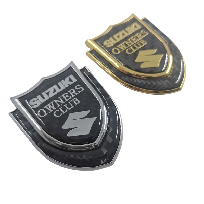 1pc Stiker Emblem Logo SUZUKI Owners Club Bahan Metal Carbon Fiber Untuk Mobil SUZUKI