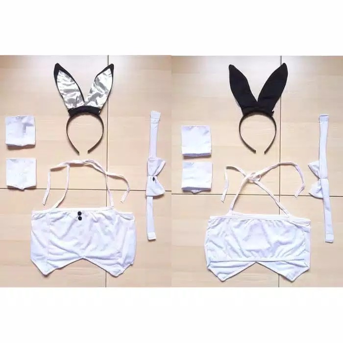 TBI Set Cosplay Costum Bunny Jumpsuit Sexy Black White Kostum Anime Baju Tidur Spy X Teddy Play Role Naughty Bunny