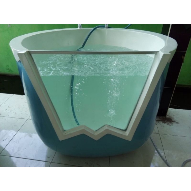 Kolam baby spa fiber bentuk telur kaca temperred 12mm varian gelembung udara (whirpool)