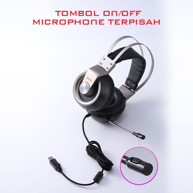 GAMEN GH7100 7.1 Virtual Surround Sound Braided Wire Steampunk Design USB Gaming Headset Black