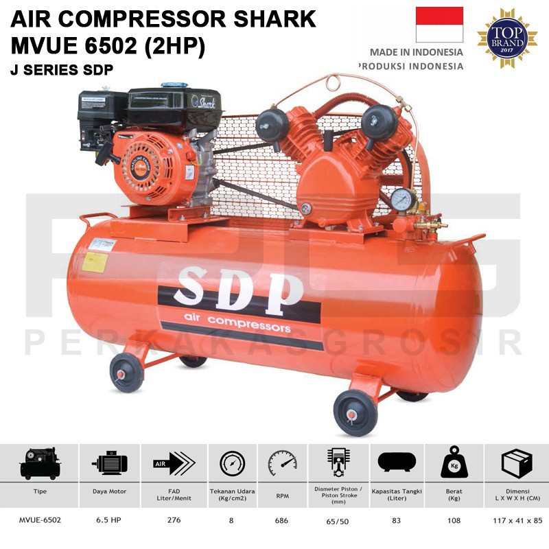 CUCI GUDANG    Air Compressor SHARK MVUE 6502 2HP Unloading+Engine 2 HP