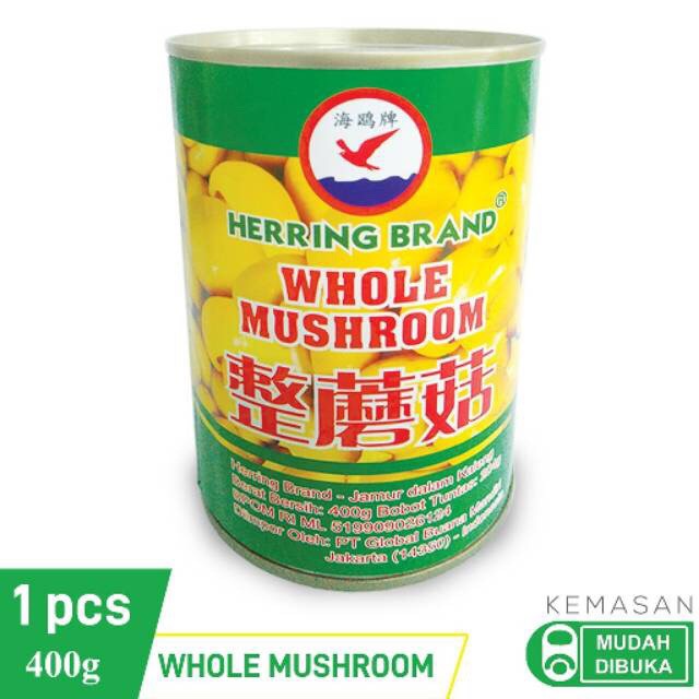 Jamur Kancing HERRING BRAND Whole Mushroom Dalam Kaleng 400Gr