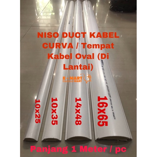 [1M] NISO Kabel Duct Lantai Oval / Pelindung Tutup Kabel 10x35 16x65