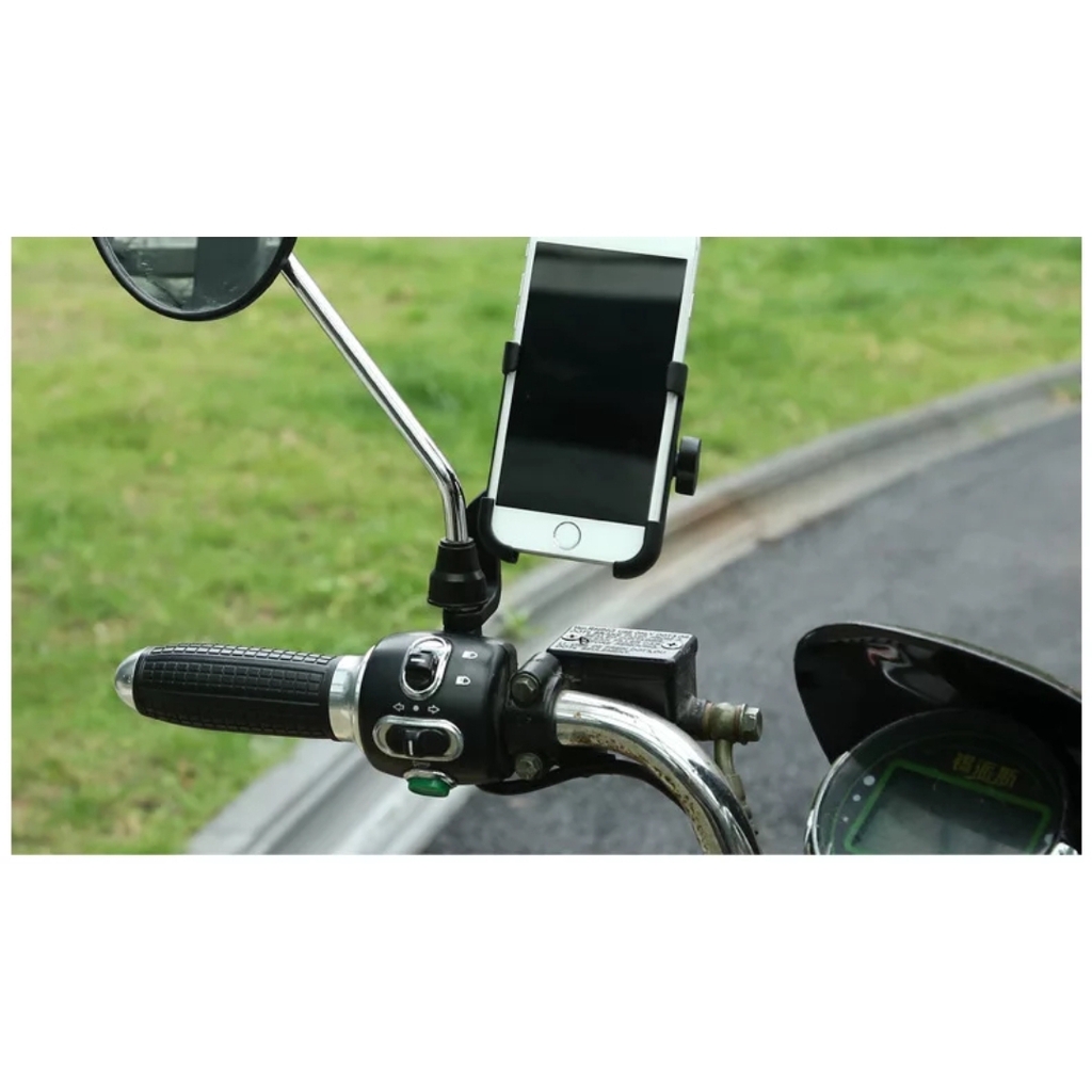 Phone Holder HP Alumunium Besi Spion Sepeda Motor Full Metal Anti Slip