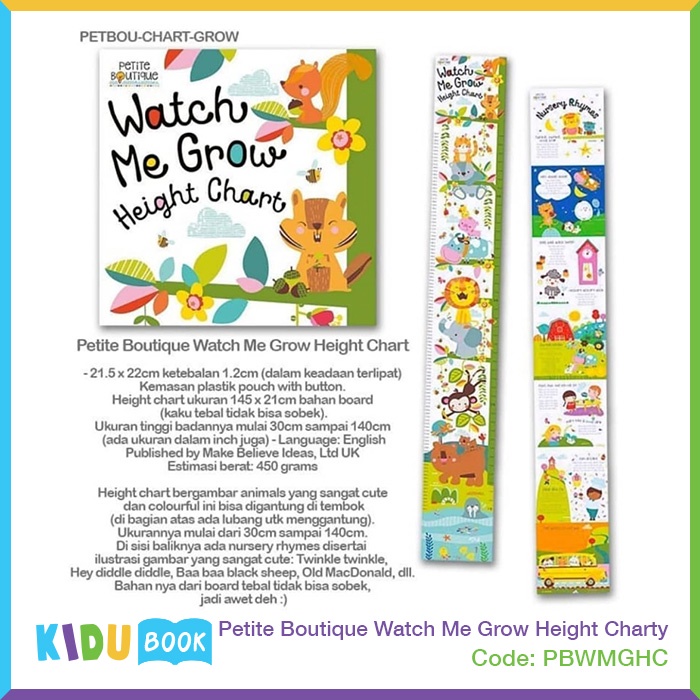 Buku Anak Petite Boutique Watch Me Grow Height Charty Kidu Toys