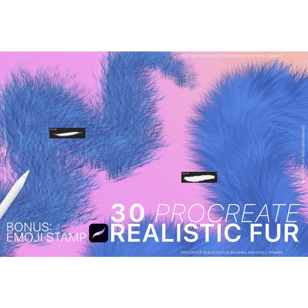 Procreate Brush - Realistic Fur &amp; Cute Emoji for Procreate