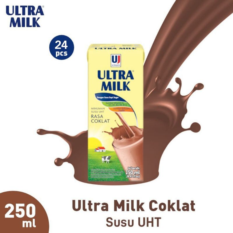 

ULTRA MILK COKLAT 250 ML × 24 PCS SUSU CAIR SUSU UHT