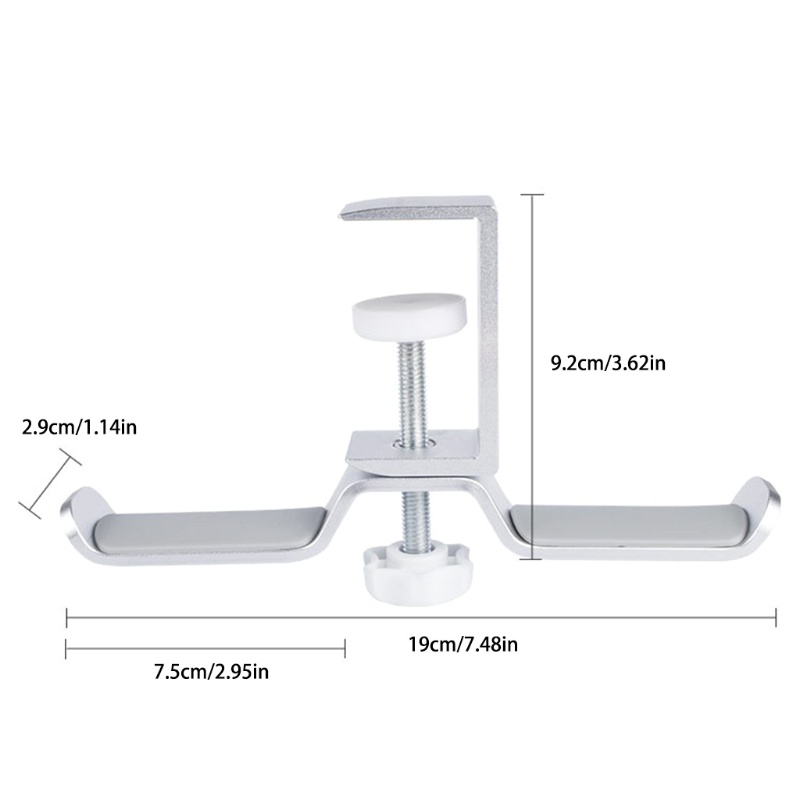 btsg Headphone Holder Headset Bracket Hanger Metal Wall Clamp Hook Rotatable Double Earphone Stand Desktop Mount Aluminium Alloy