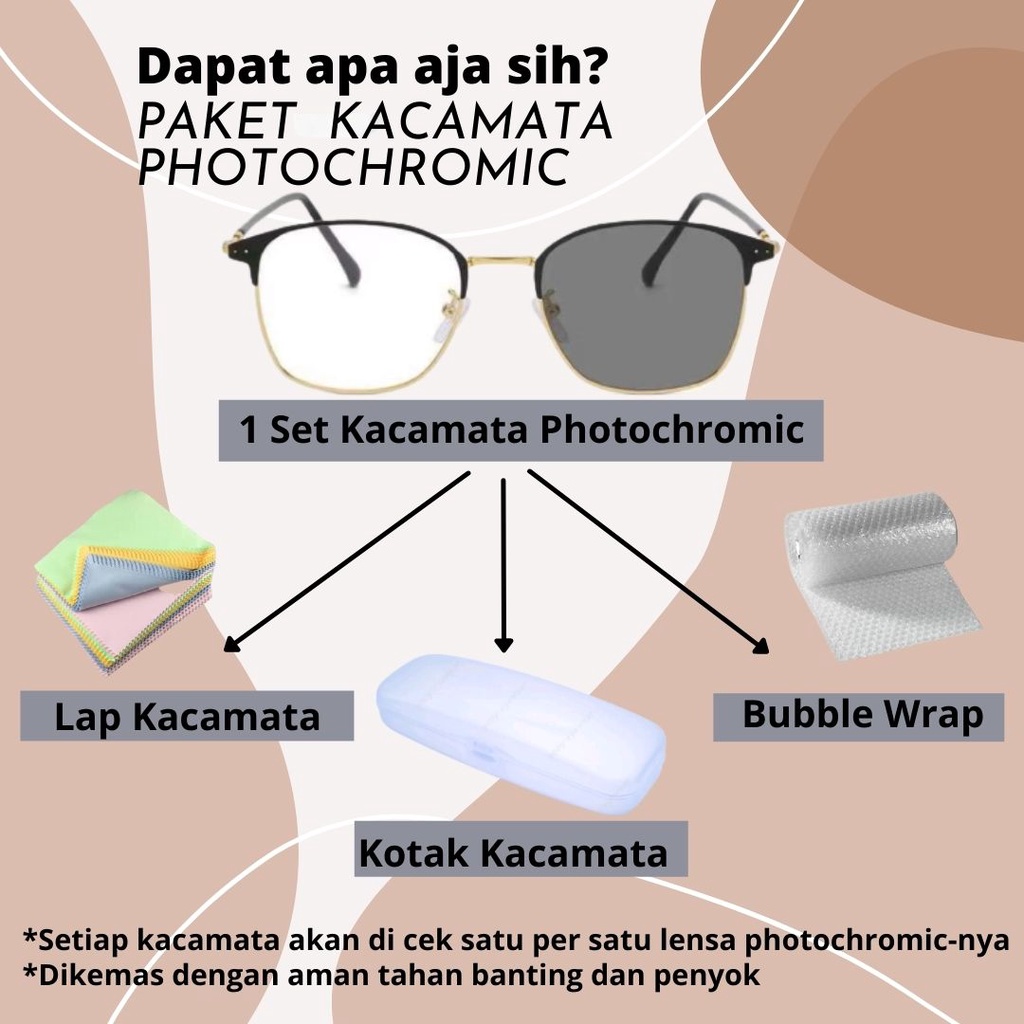 [TERMURAH] Kacamata Photocromic kotak Korea / Anti Radiasi Free Box 2 In 1 Potokromik Murah Original