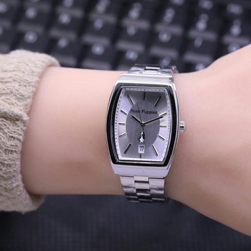 Jam Tangan Wanita Cewek Hush Puppies Rantai Oval Tanggal Aktif HP 2847